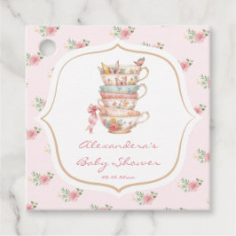 Rosa Tekoppar Tea Party Baby Shower Gåvor Etiketter