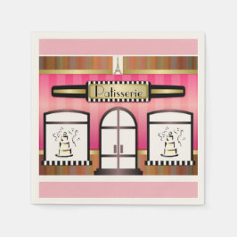 Rosa Tema Paris Fransk Patisserie Pappersservetter