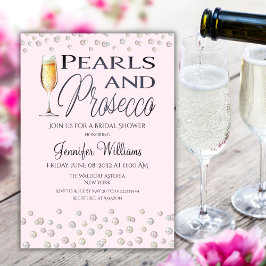 Rosa Temperatur Pearls och Proseccos Möhippa Inbjudningar