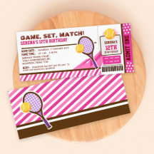 Rosa Tennis Biljett Pass Födelsedagsfest