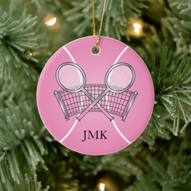 Rosa Tennis Boll | Anpassa Julgransprydnad Keramik (Träd)
