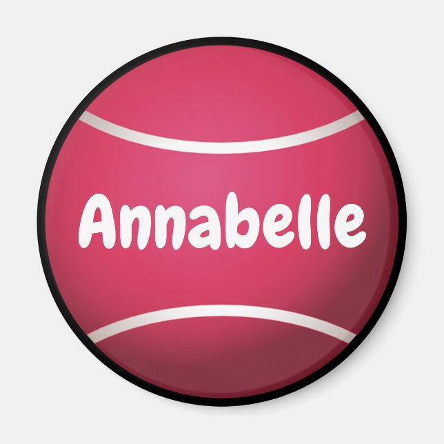 Rosa Tennis Boll Personalize Magnet (Framsidan)