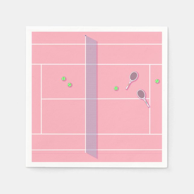 Rosa Tennis Court Modern Tennis Player Pappersservett (Framsidan)