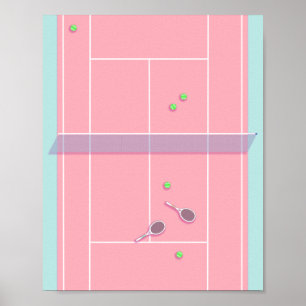 Rosa Tennis Court Preppy Modern Tennis Player Poster
