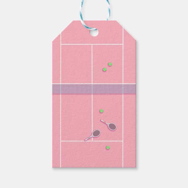 Rosa Tennis Court Preppy Modern Tennis Player Presentetikett (Framsidan)