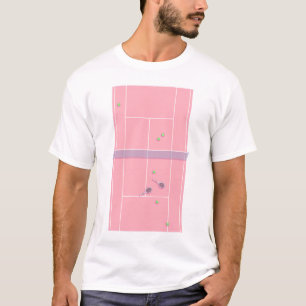 Rosa Tennis Court Preppy Modern Tennis Player T Shirt