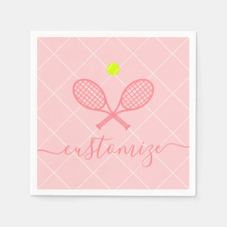 Rosa Tennis Temaparty Cocktail Banquet Pappersservett