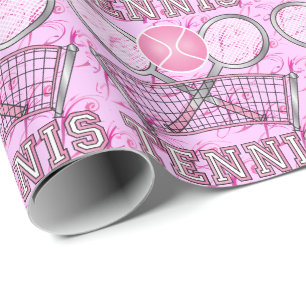 Rosa tennisbollspel presentpapper