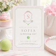 Rosa Tenniskrönings 1-års inbjudan för snygga tjej