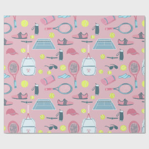 rosa tennisracket boll plan utrustning presentpapper