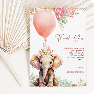  Rosa Terracotta Balloon Elephant Baby Shower Tack Kort