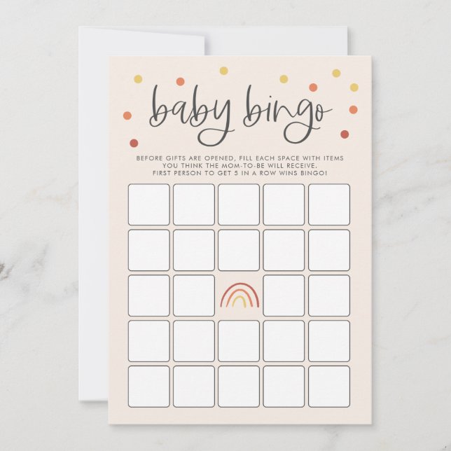 Rosa Terracotta Rainbow Baby Shower Bingo Game Inbjudningar (Framsida)