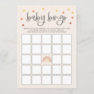 Rosa Terracotta Rainbow Baby Shower Bingo Game Inbjudningar