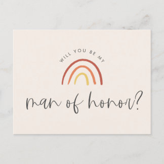 Rosa Terracotta Rainbow Man of Honor Frieri Inbjudan Vykort