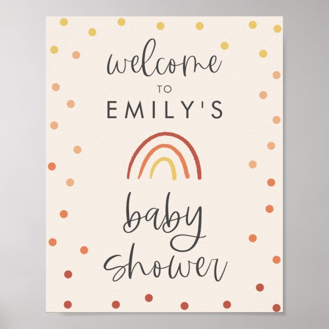  Rosa Terracotta Rainbow Välkomstskylt Poster (Framsidan)