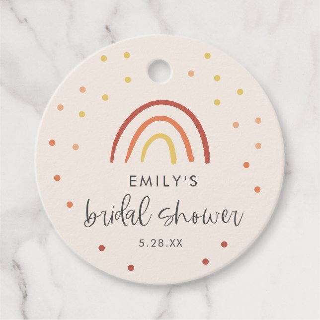 Rosa terrakotta regnbågshandleddning Anpassad Gåvor Etiketter (Framsida)