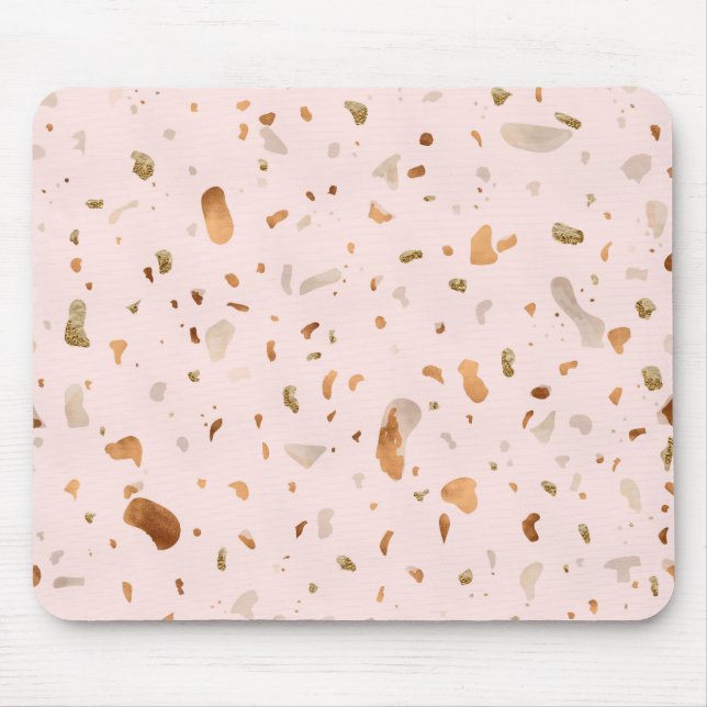 Rosa  Terrazzo med Guld kopparspat Musmatta (Framsidan)