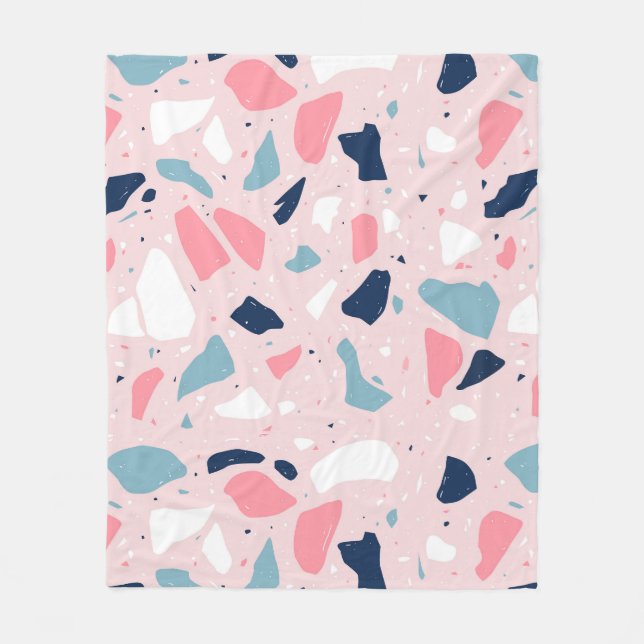 Rosa Terrazzo Mönster Fleecefilt (Framsidan)
