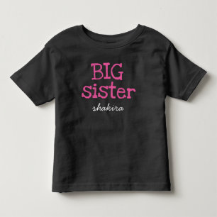 Rosa Text Big Sister Personlig Add Namn T Shirt