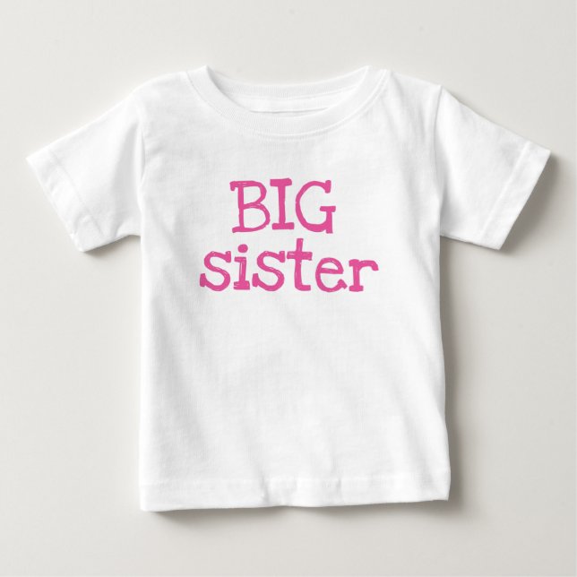 Rosa Text Big Sister T Shirt (Framsida)