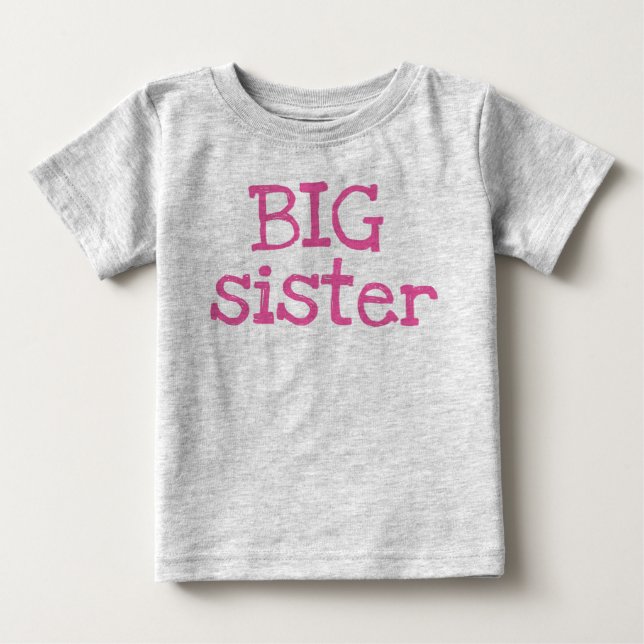 Rosa Text Big Sister Tee Shirt (Framsida)