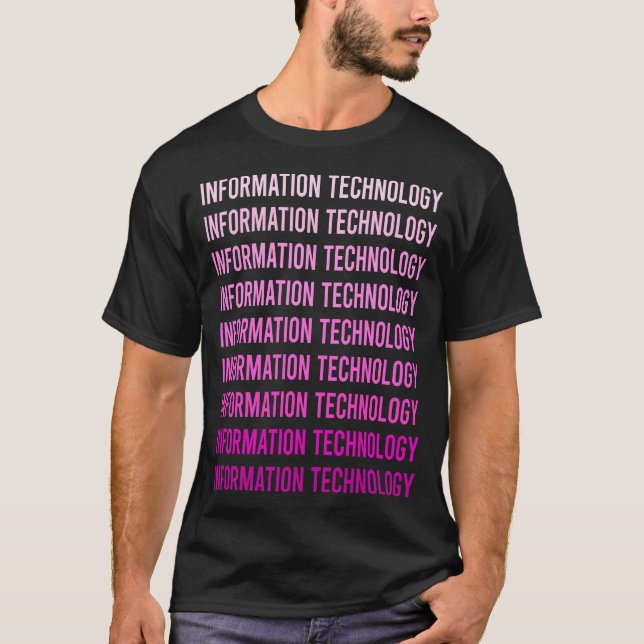 Rosa text informationsteknologi t shirt (Framsida)