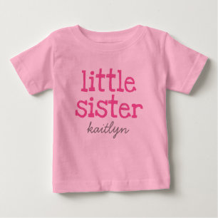 Rosa Text Little Sister Lägg till en Namn T-shirt