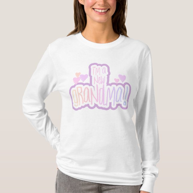 Rosa text mig förmiddag en ny mormor tee (Framsida)