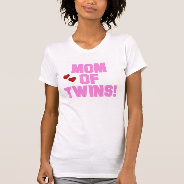 Rosa textmamma av twillingar t-shirt (Framsida)