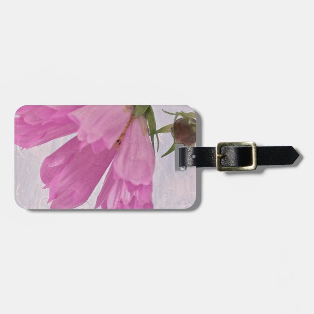 Rosa Texturerad Cosmo Blomma Bagagebricka (Horisontell Framsida)