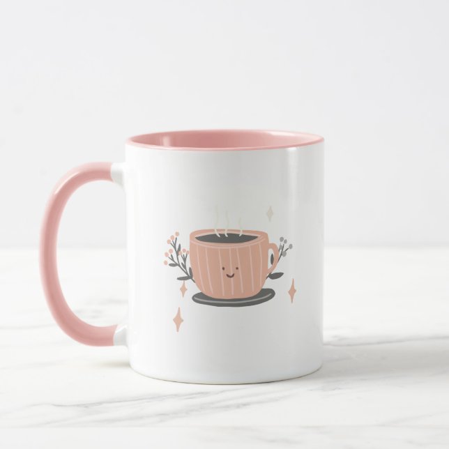 Rosa texturerade kaffekoppar & muggar (Vänster)