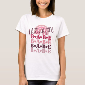 Rosa Thankful Babe Thanksgiving Fall Boho Rainbow T Shirt