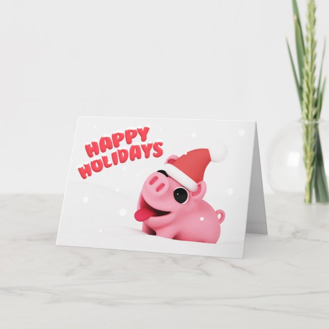 Rosa the Pig Christmas Card Helgkort (Framsida)