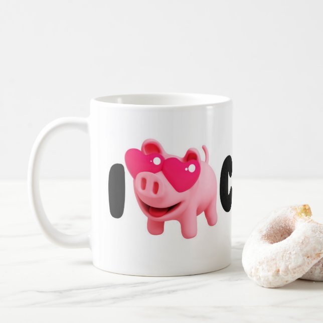 Rosa the Pig Love Coffee so much! Kaffemugg (Med munk)