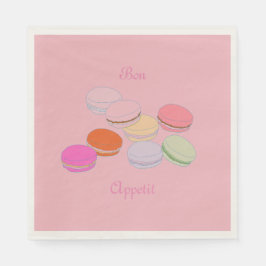 Rosa Theme Paris Fransk Macaron Bon Appetit Pappersservett
