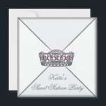 Rosa Tiara Classy White Sweet sixteen Party Inbjudningar<br><div class="desc">Rosa tiara-klass sweet sixteen födelsedagsfest inbjudan. com</div>