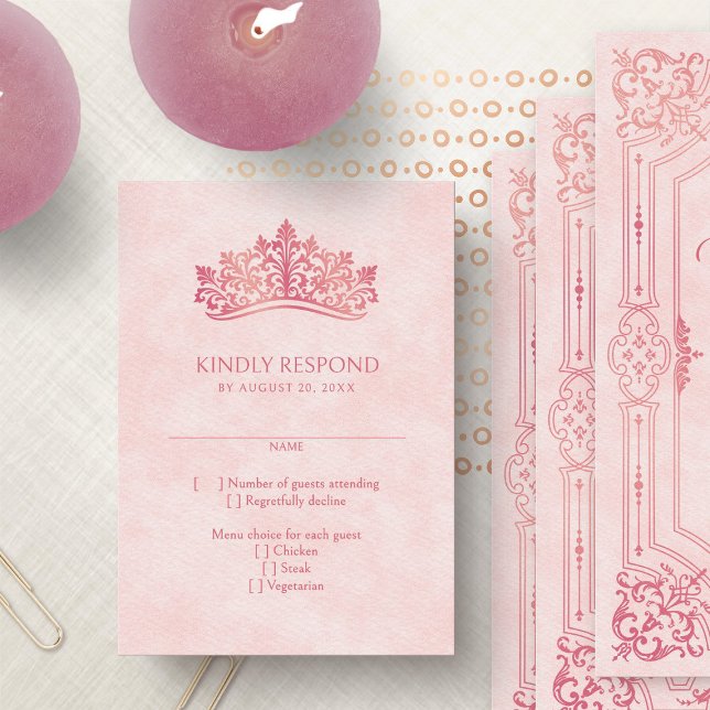 Rosa Tiara Krona Elegant Quinceanera OSA Kort (Skapare uppladdad)