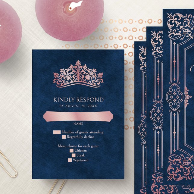 Rosa Tiara Krona Elegant Quinceanera OSA Kort (Skapare uppladdad)