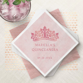 Rosa Tiara Krona Elegant Quinceanera Pappersservett