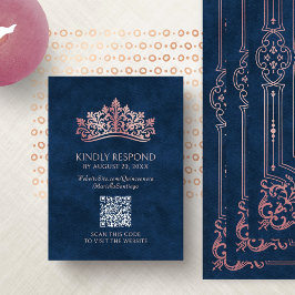 Rosa Tiara Krona Quinceanera QR OSA Tilläggskort
