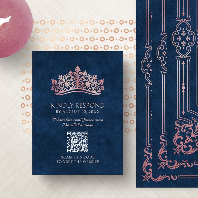 Rosa Tiara Krona Quinceanera QR OSA Tilläggskort (Skapare uppladdad)