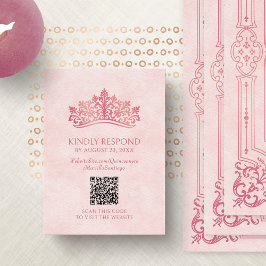 Rosa Tiara Krona Quinceanera QR OSA Tilläggskort