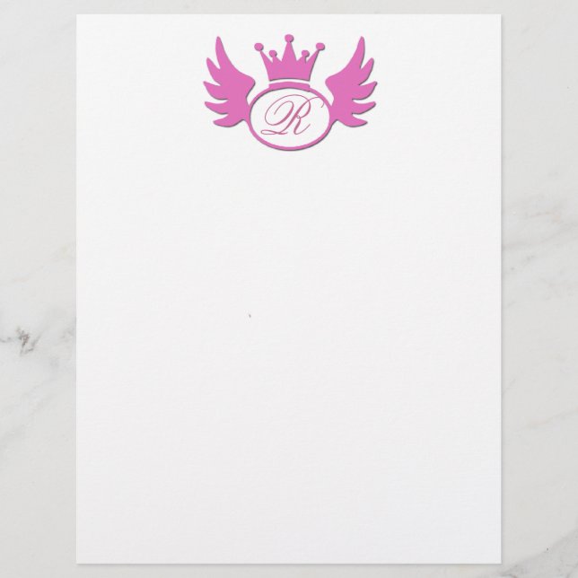 Rosa Tiara Letterhead lägg till ditt Monogram! (Framsida)