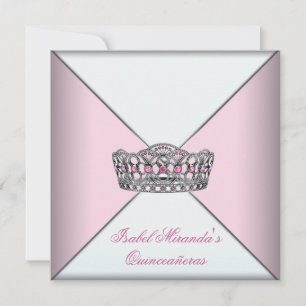 Rosa Tiara Quinceanera 15-års födelsedagsfest Inbjudningar