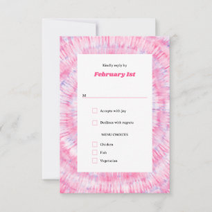 Rosa Tie Dye Bat Mitzvah-svarskort Inbjudningar