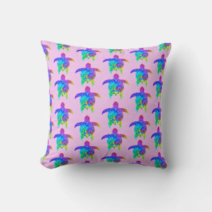 Rosa Tie Dye Island Tribal Turtles Kudde