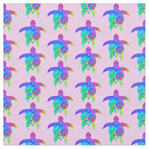Rosa Tie Dye Island Tribal Turtles Tyg
