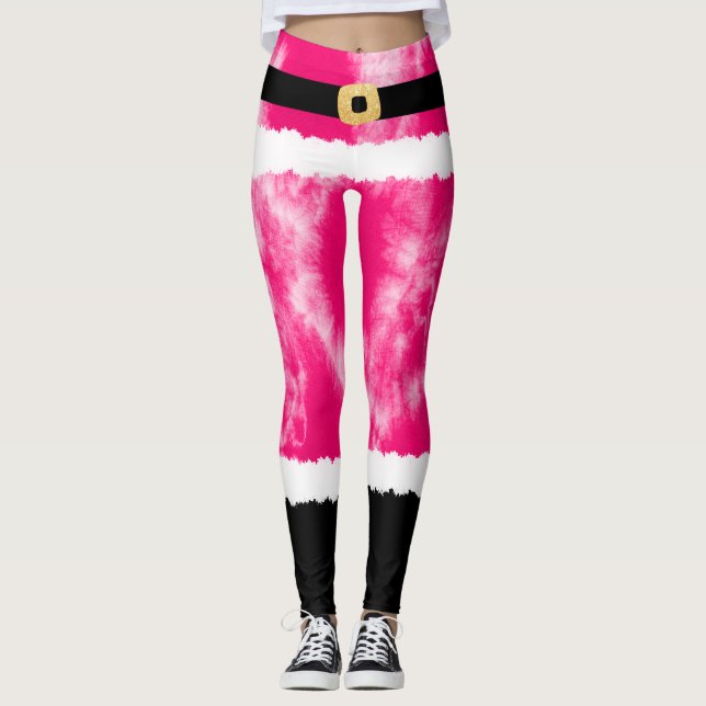Rosa Tie Dye Jultomten Costume jul Leggings (Framsida)