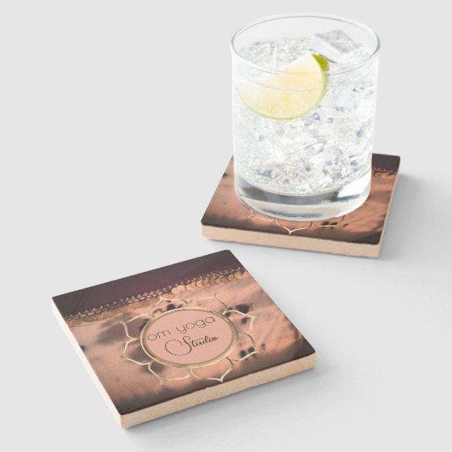 Rosa  Tie Dye OM Lotus Business Logotyp Stenunderlägg (Sidan)