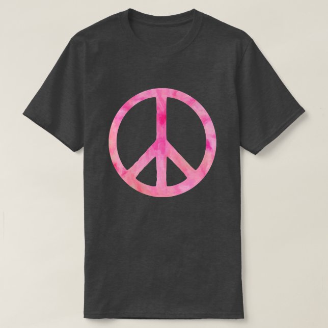 Rosa Tie Dye Peace Symbol Tee Shirt (Design framsida)